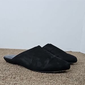 Eileen Fisher Black Smooth Leather Mules Slides Sz 8 Womens